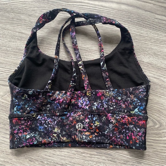 Lululemon Athletica Black Colorful Abstract Sports Bra Size 2 - Picture 2 of 4